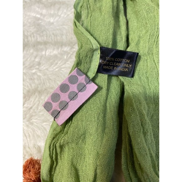 NWT Powder SCARF Green Rust Pom Poms New - Picture 4 of 6